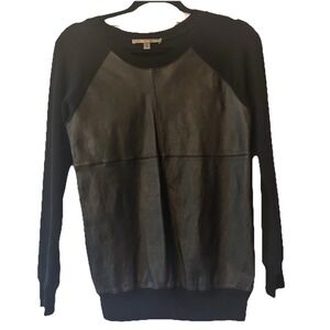 Red 23 Mixed Media Media/cotton Lamb Leather Pullover Black Women XS Made USA